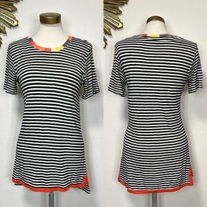 Foil Stripe Linen Blend Top